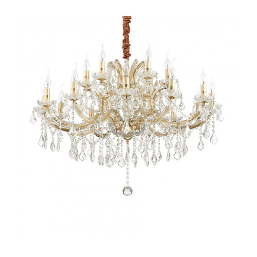 Ideal Lux Chandelier sans abats jours Napoleon Verre Or 18 ampoules 90cm