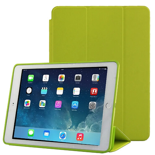 Wewoo Smart Cover vert pour iPad Air 2 fluo Étui en cuir naturel traité en trois parties avec fonction veille / réveil et support