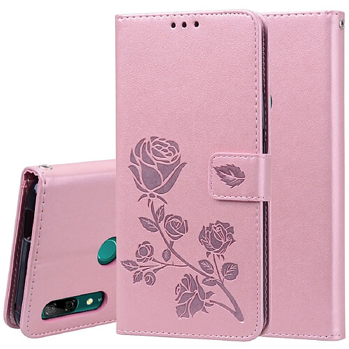 Wewoo Housse Coque Étui en cuir PU à rabat horizontal relief rose pour Huawei P Smart Zavec support et fentes cartes et portefeuille or