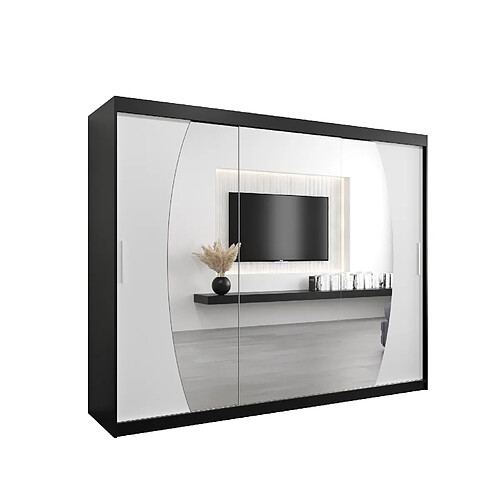 Abiks Meble Armoire Elypse à portes coulissantes 200/250/62 3 portes (noir/blanc)