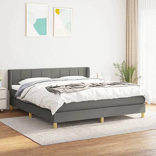 Maison Chic Lit Adulte - Lit simple Lit à sommier tapissier avec matelas moelleux - Meuble de Chambre - Gris foncé 160x200cm Tissu -MN67394