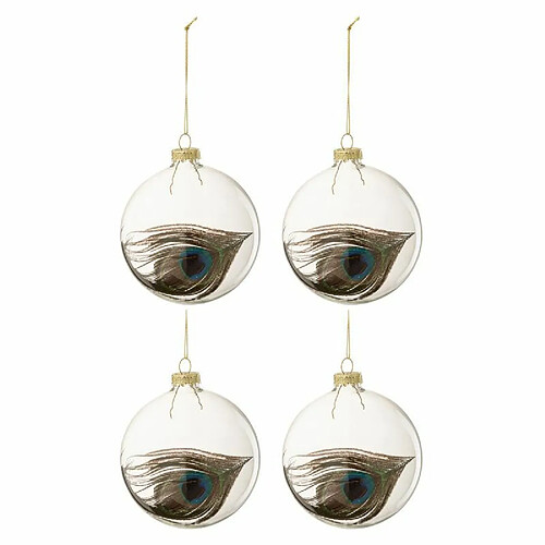 Paris Prix Lot de 4 Boules de Noël Plumes 10cm Transparent