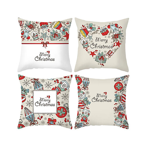 P133 4PCS 45 * 45cm Cadeau de Noël Motif Soft Tickowcase Maison de vacances Décoration Couverture Canapé Coussin Coussin Chambre Chambre à coucher Chambre à coucher