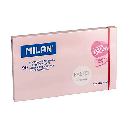 Bloc de Notes Milan PASTEL Autocollants Rose (76 x 127 mm)