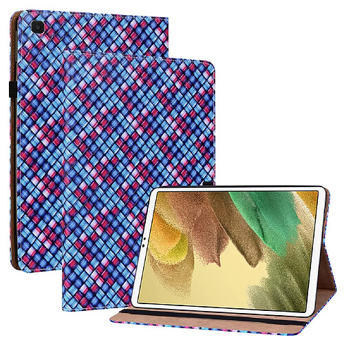 Etui en PU texture tissée multicolore avec support et porte-cartes bleu pour votre Samsung Galaxy Tab A7 Lite 8.7-pouces SM-T220/SM-T225