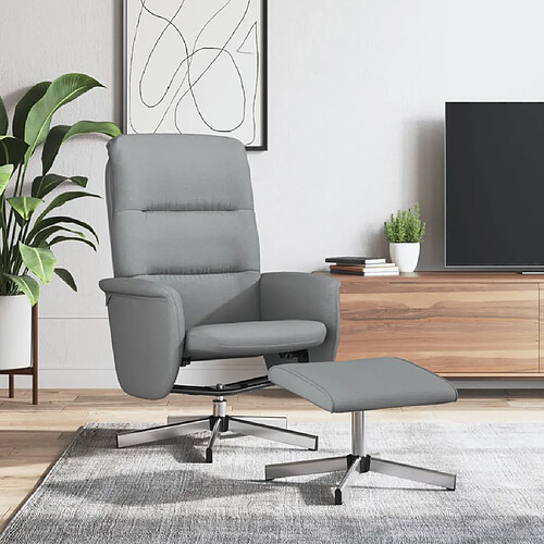 vidaXL Fauteuil inclinable avec repose-pied gris clair tissu