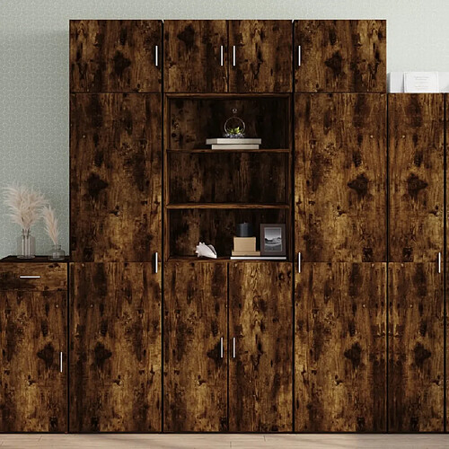 vidaXL Buffet haut chêne fumé 70x42,5x185 cm bois d'ingénierie