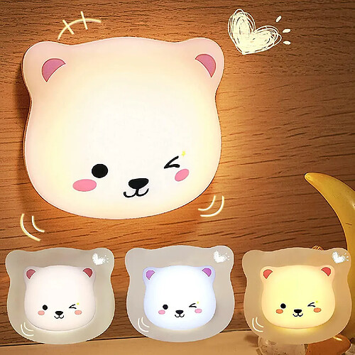 Universal Lumière LED pour enfants, bébés rechargeables pour enfants sans fil changement de couleur lumière de nuit tactile léger portable USB réglable lampe à gobelet sœur ours lumière de nuit chambre bébé chambre à coucher lecture, (blanc)