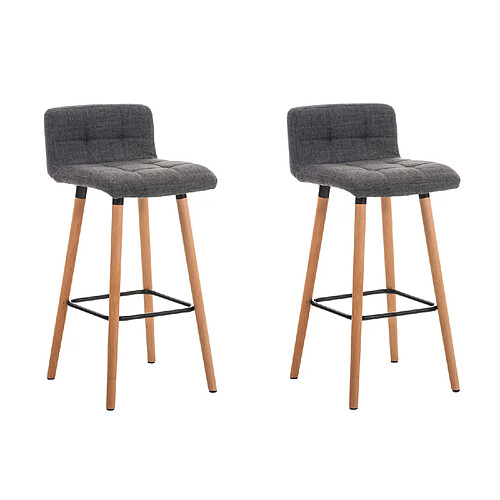 Decoshop26 Lot de deux tabourets de bar avec repose-pieds en tissu gris clair design scandinave 10_0004322