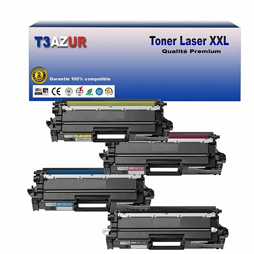 T3AZUR- 4x Toners compatibles avec Brother TN 821 XXL pour Brother HL-L9430CDN, HL-L9470CDN, MFC-L9630CDN, MFC-L9670CDN Noir