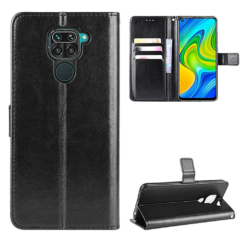 Etui en PU Cheval fou avec support noir pour Xiaomi Redmi Note 9/Redmi 10X 4G