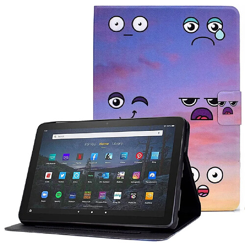 Etui en PU avec support et porte-carte pour votre Amazon Fire HD 10 Plus (2021) - Expression faciale