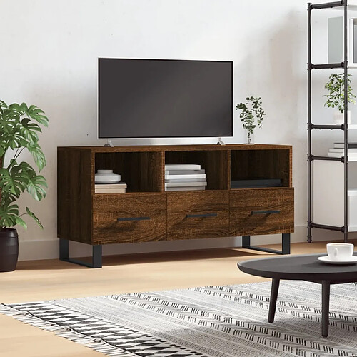 Maison Chic Meuble TV scandinave - Banc TV pour salon chêne marron 102x36x50 cm bois d'ingénierie -MN94751