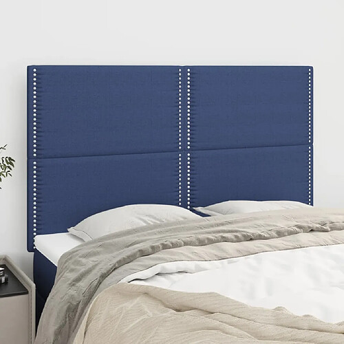 vidaXL Têtes de lit 4 pcs Bleu 72x5x78/88 cm Tissu