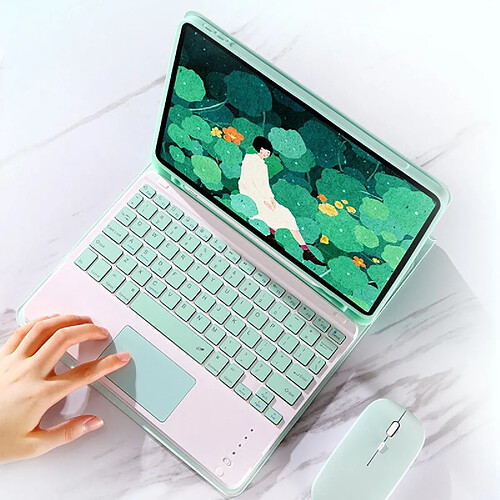 Universal Clavier sans fil pour iPad Pro 11 Clavier avec pavé tactile pour coffret en cuir couleur bonbon | Clavier (vert)