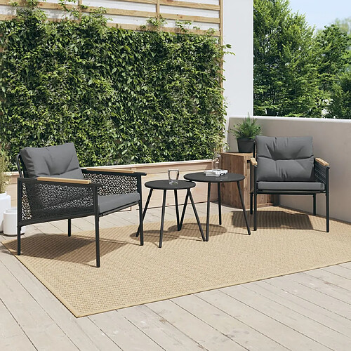 vidaXL Ensemble de meubles de balcon 4 pcs avec coussins acier noir