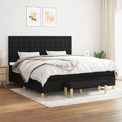 Maison Chic Lit Adulte - Lit simple Lit à sommier tapissier avec matelas moelleux - Meuble de Chambre - Noir 200x200 cm Tissu -MN35170