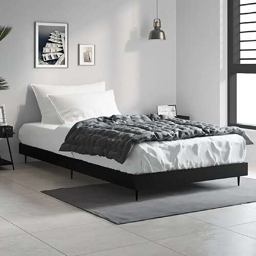 vidaXL Cadre de lit sans matelas noir 100x200 cm bois d'ingénierie