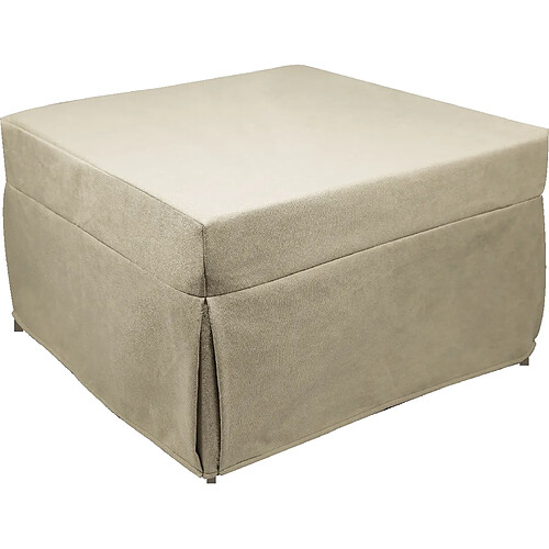 Alter Puof convertible en lit simple, Fabriqué en Italie, Lit pliant, Pouf avec tissu amovible et peu encombrant pour le salon, cm 78x78 / 195h45, Beige