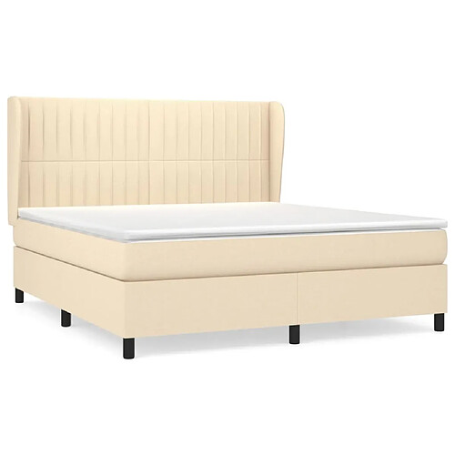 Maison Chic Lit adulte- Lit + matelas,Sommier à lattes de lit avec matelas Crème 160x200 cm Tissu -GKD65613