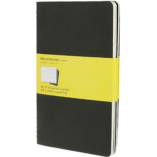 Moleskine Set de 3 cahiers quadrillés Grand format Couverture souple 13 x 21 cm Noir