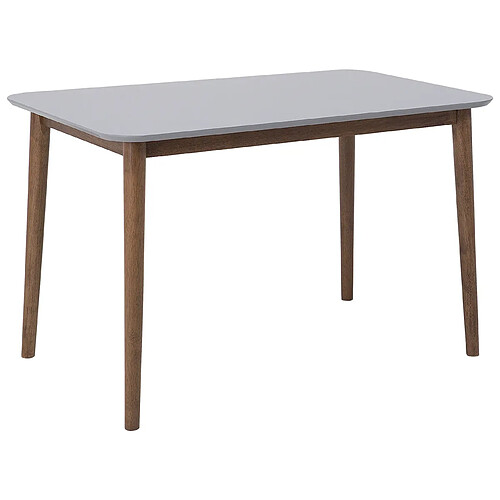 Beliani Table de salle à manger en bois d hévéa et gris 118 x 77 cm MODESTO