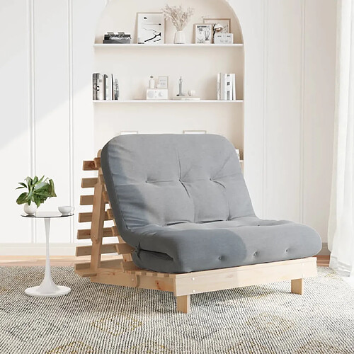 vidaXL Canapé-lit futon avec matelas 100x206x11 cm bois massif de pin