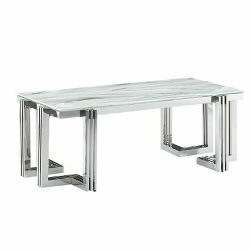 Table Basse DKD Home Decor Blanc Argenté Verre Acier 120 x 60 x 45 cm