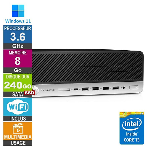 PC HP 600 G4 SFF i3-8100 3.60GHz 8Go/240Go SSD Wifi W11 · Reconditionné