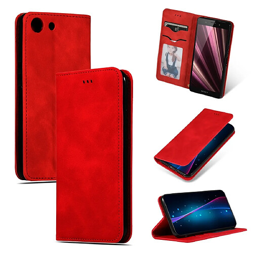 Wewoo Housse Coque Étui en cuir avec rabat horizontal magnétique Business Skin Feel rétro pour Sony Xperia XZ4 Compact rouge