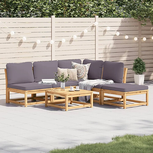 vidaXL Salon de jardin 6 pcs avec coussins bois d'acacia solide