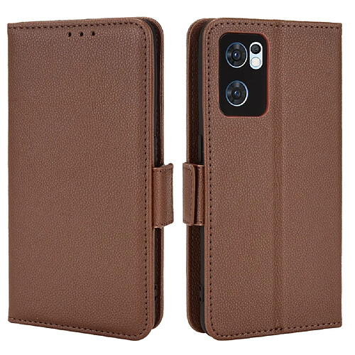 Etui en PU texture litchi avec support, marron pour votre Oppo Reno7 5G (Global)/Find X5 Lite