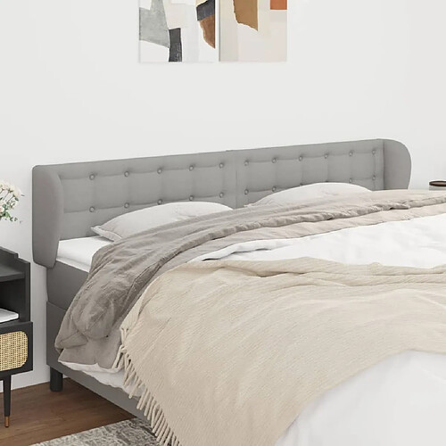 Maison Chic Tête de lit scandinave avec oreilles,meuble de chambre Gris clair 163x23x78/88 cm Tissu -MN97036