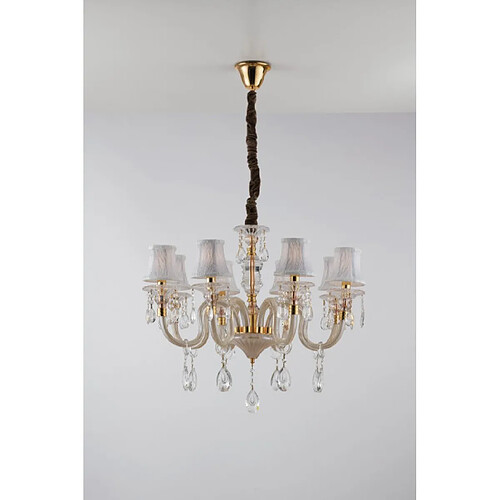 Fan Europe Chandelier abats jours Monet 8 ampoules Verre,cristal,Tissu Or