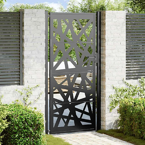 vidaXL Portail de jardin noir 105x205 cm acier conception de lumière