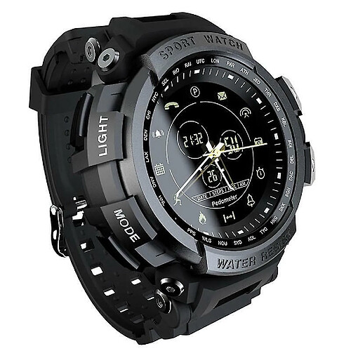 Chrono Chronus Sport Montre Connectée Professionnel 5ATM Étanche Bluetooth Rappel D'appel Numérique Hommes Montre Smartwatch pour iOS et Android(noir)