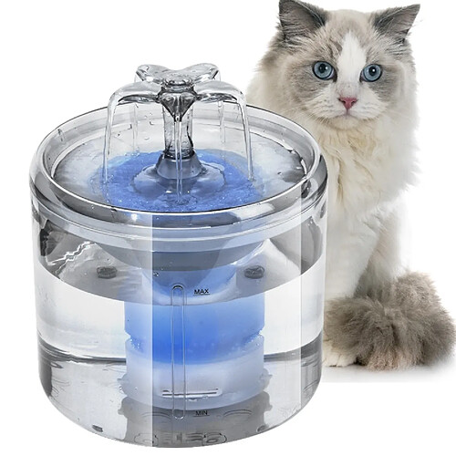 Universal Distributeur automatique de fontaine pour chat USB 2.6L Bol de boisson ultra-silencieux pour chien Bol de boisson pour chat Fournitures d'arrosage(Transparent)