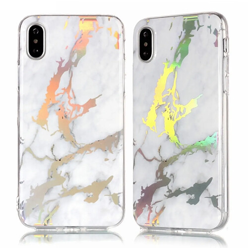 Wewoo Coque TPU en marbre plaqué de couleur pour iPhone XS / X