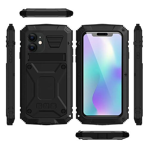 Coque en TPU antichoc étanche à la poussière étanche avec béquille 360° noir pour votre Apple iPhone 11 6.1 pouces