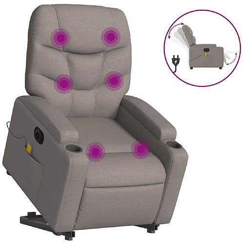 Maison Chic Fauteuil Relax pour salon, Fauteuil inclinable de massage électrique Taupe Tissu -GKD14018