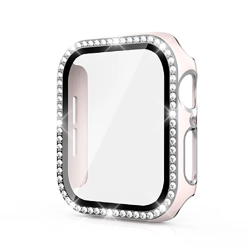 Coque en TPU Cristal de strass de galvanoplastie bicolore Rose/Argent pour votre Apple Watch 4/5/6/SE 44mm