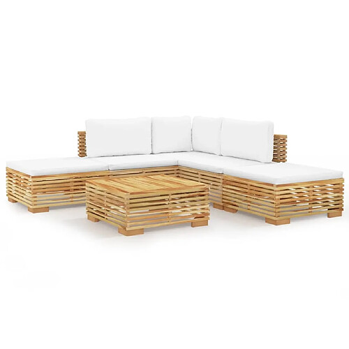 Maison Chic Salon de jardin 6 pcs + coussins - Mobilier/Meubles de jardin - Table et chaises d'extérieur Bois de teck solide -MN77443