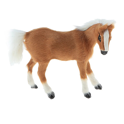 simulation fausse fourrure modèle animal figurines décor à la maison brun clair cheval