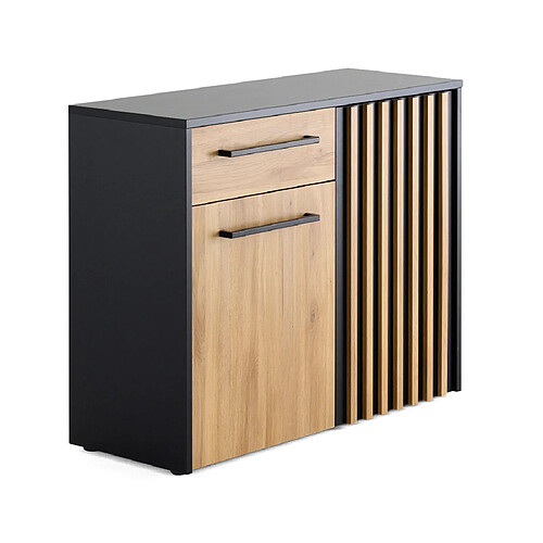 Bestmobilier Varna - buffet bas - bois et noir - 110 cm