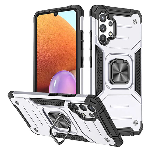 Coque en TPU antichoc avec béquille rotative argent pour votre Samsung Galaxy A32 4G (EU Version)