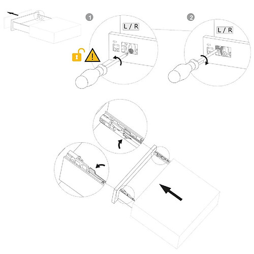 (1 Unite) Kit de tiroir de cuisine et salle de bain avec panneaux incluses, fermeture amortie, profondeur 500 mm, hauteur 93 mm, module 450 mm, Acier, Gris anthracite.