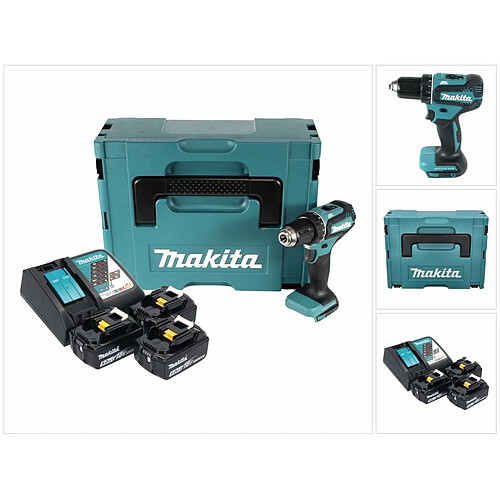 Makita DDF485RTJ3 Perceuse-visseuse sans fil 50 Nm 18V Brushless + 3x Batteries 5,0 Ah + Chargeur + Coffret Makpac