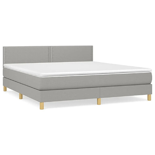 Maison Chic Structures de lit + matelas,Lit à sommier tapissier avec matelas Gris clair 180x200cm Tissu -MN86176