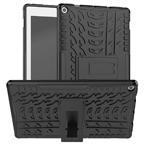 Coque en TPU modèle de pneu cool avec béquille noir pour votre Amazon Fire HD 10 (2019)