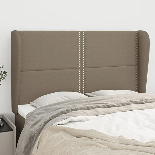 vidaXL Tête de lit avec oreilles Taupe 147x23x118/128 cm Tissu